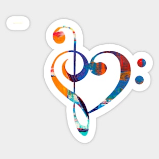 Treble Bass Clef Heart Art Sticker